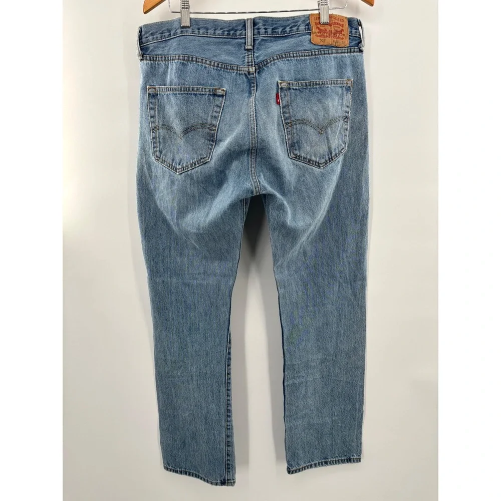 Levis 501 Men's 36x32 Jeans Faded Distressed Y2K era Grunge-Working Blue Denim